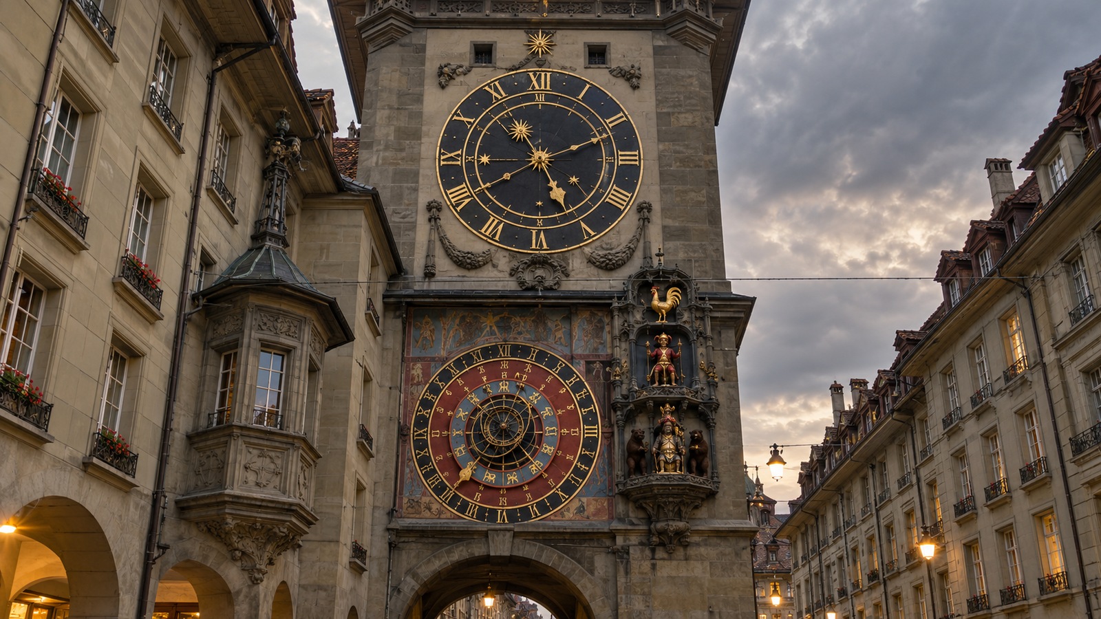 KI-Symbolbild des Berner Zytglogge mit astronomischer Uhr und Figurenspiel in der historischen Altstadt.